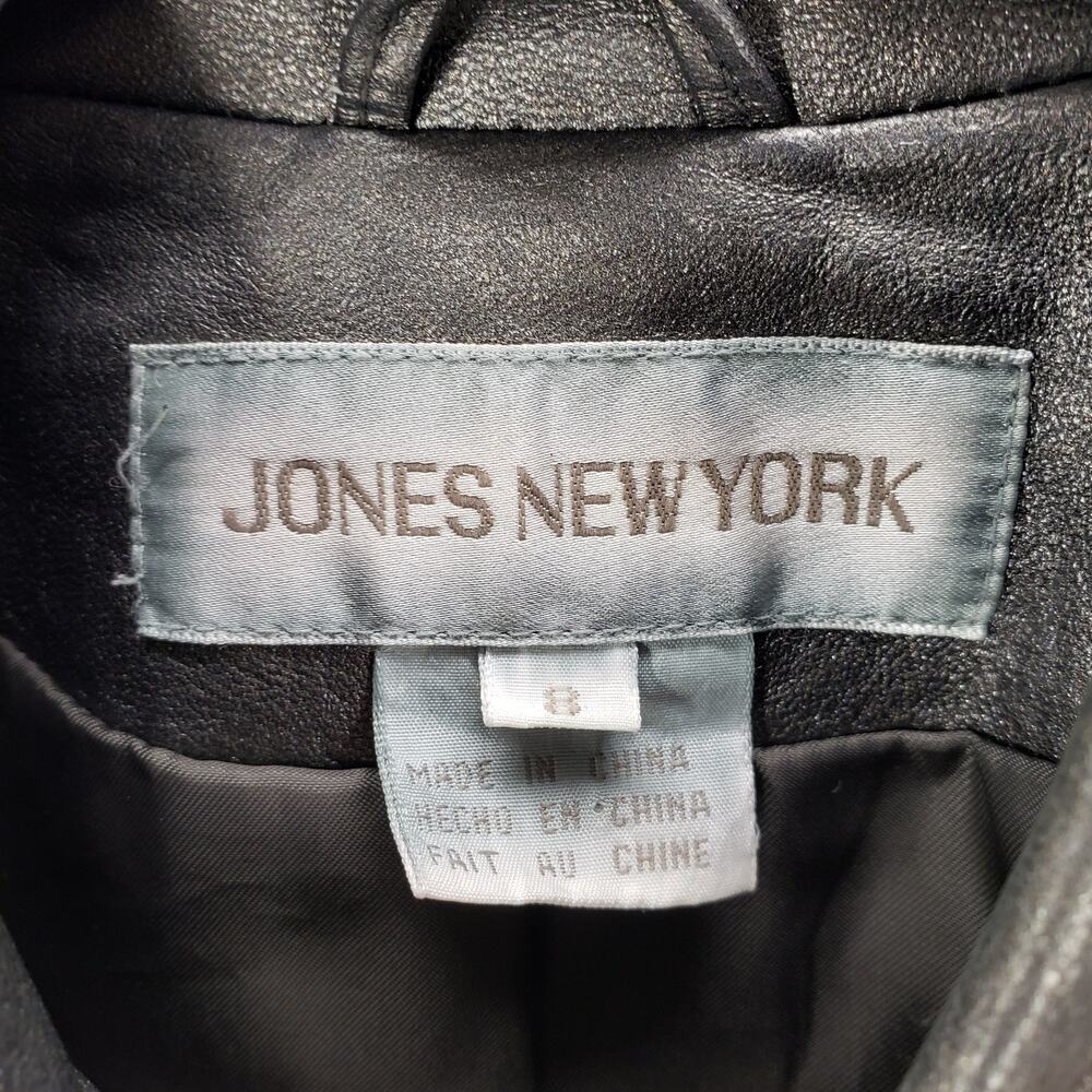 Jones New York Women's Gray Soft Leather Button Front Jacket Size 8 - Picture 9 of 15